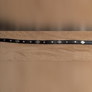 Authentic Harley-Davidson® Black Softened Leather Belt-Pink Rhinestones